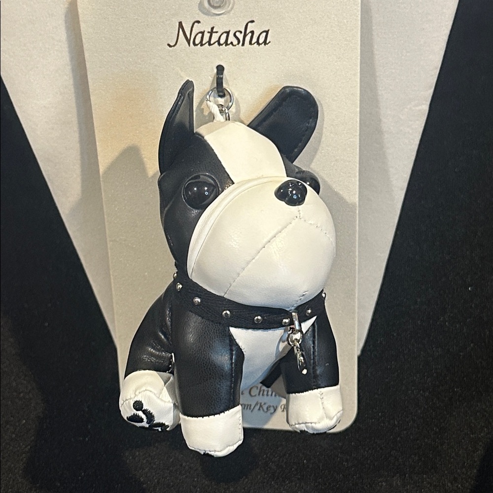 Natasha Black and White Dog Keychain